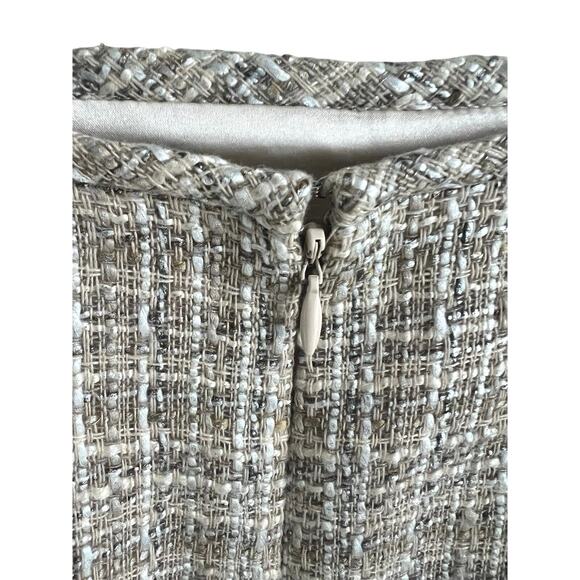 Preston & York Tweed Pencil Skirt Size 8 Beige Metallic Retro Glam Mob Wife Chic - Picture 3 of 6